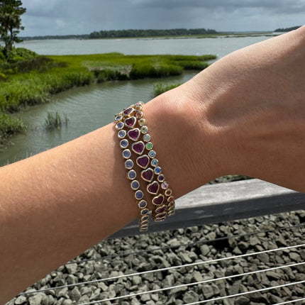 Rainbow Bezel Set Tennis Bracelet - Lindsey Leigh Jewelry