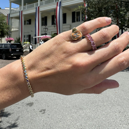 Rainbow Bezel Set Tennis Bracelet - Lindsey Leigh Jewelry