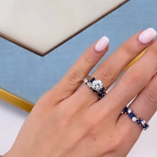 Round with Straight Baguette Cut Side Stones  Lindsey Leigh Jewelry.
