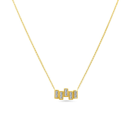 Scattered Baguette Bezel Necklace - Lindsey Leigh Jewelry