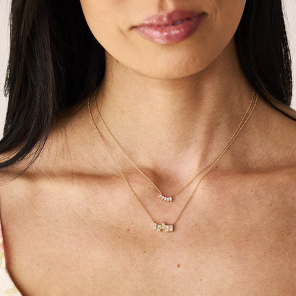 Scattered Baguette Bezel Necklace - Lindsey Leigh Jewelry