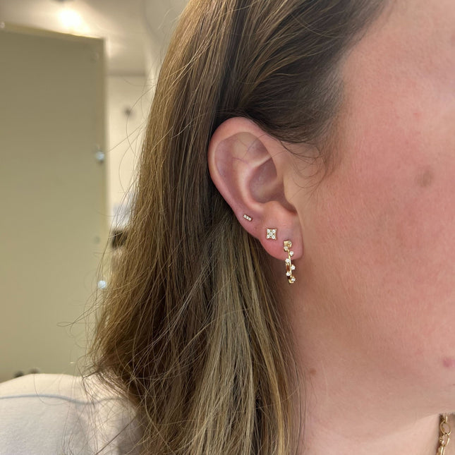 Tiny Diamond Bar Stud - Lindsey Leigh Jewelry