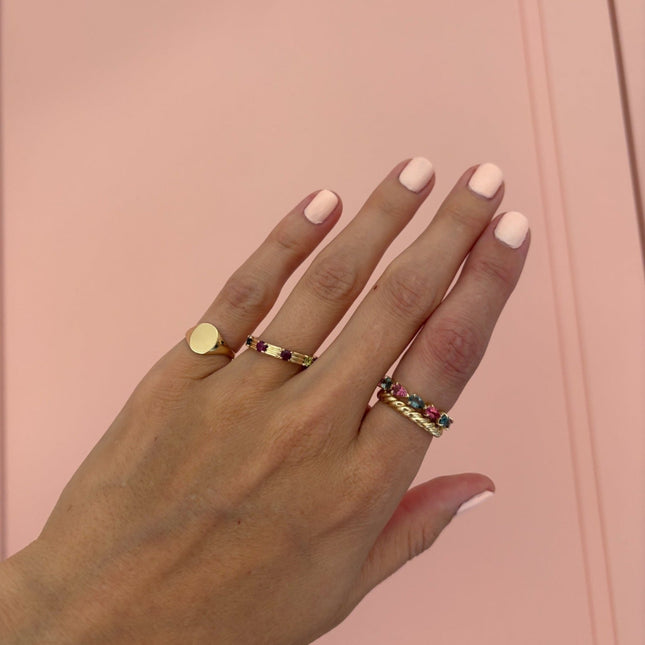 Triple Row Birthstone Station Band  Lindsey Leigh Jewelry.