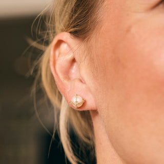 yellow gold Diamond and Pearl "X" Earrings
