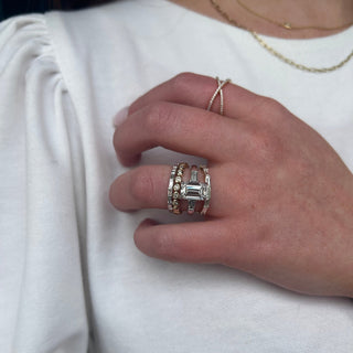2.51ct Emerald Cut Diamond with Tapered Baguettes  Lindsey Leigh Jewelry.
