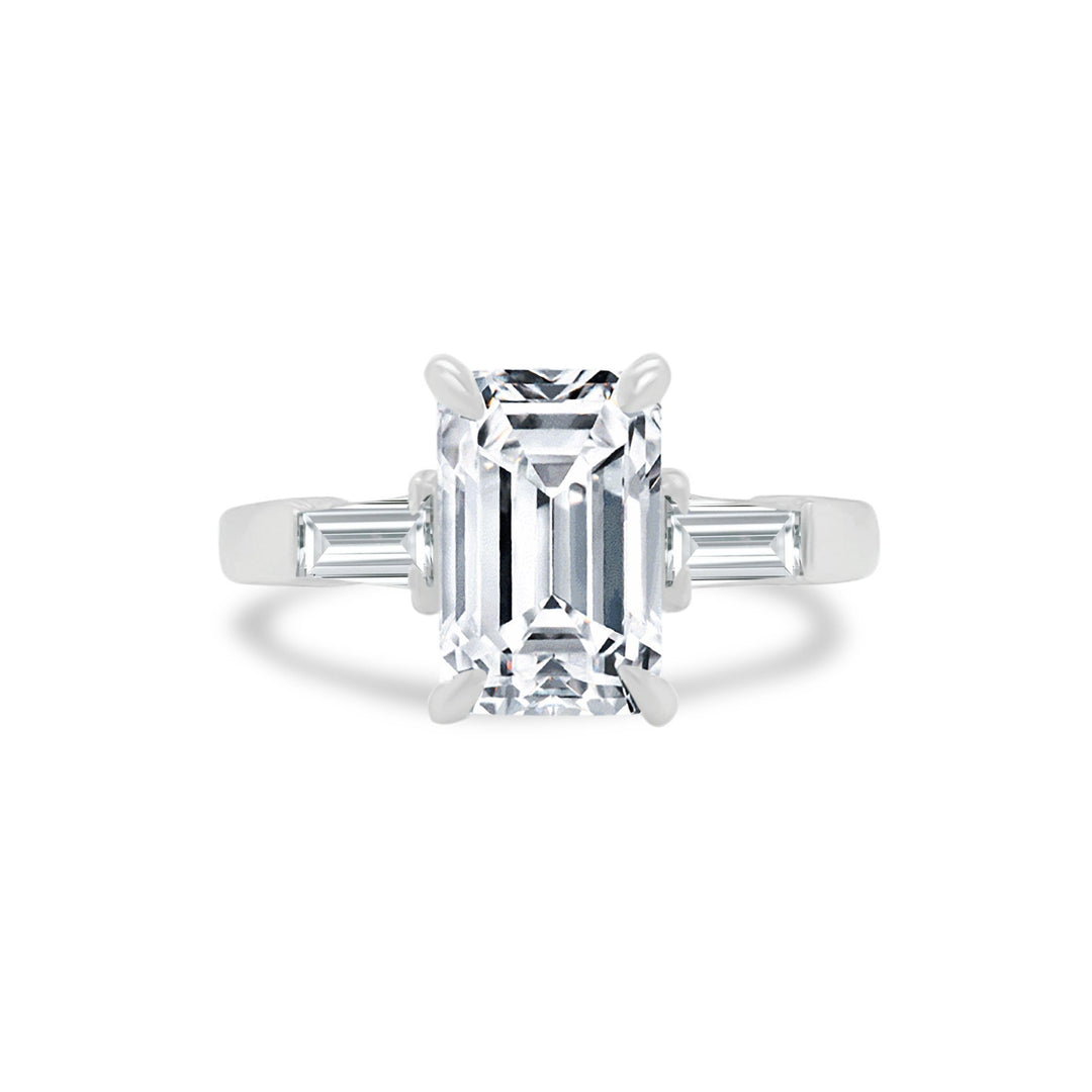 2.51ct Emerald Cut Diamond with Tapered Baguettes - Lindsey Leigh Jewelry