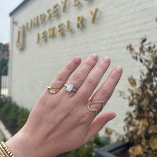 2.51ct Emerald Cut Diamond with Tapered Baguettes  Lindsey Leigh Jewelry.
