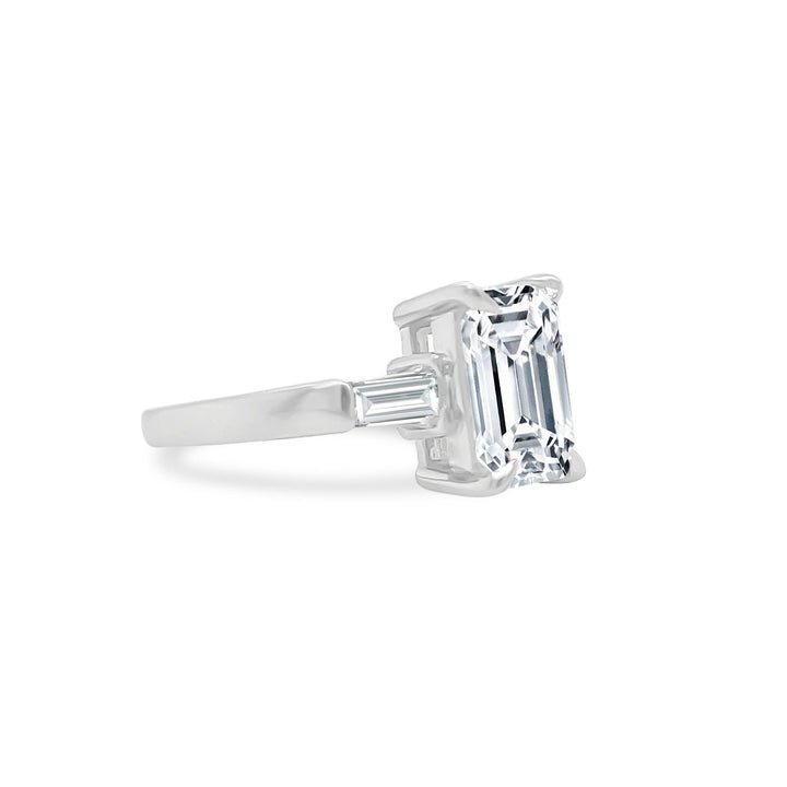 2.51ct Emerald Cut Diamond with Tapered Baguettes - Lindsey Leigh Jewelry