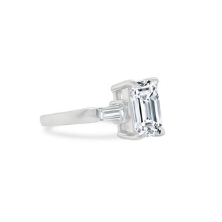 2.51ct Emerald Cut Diamond with Tapered Baguettes  Lindsey Leigh Jewelry.
