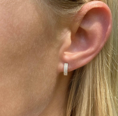 3 Row Pave Huggies - Lindsey Leigh Jewelry