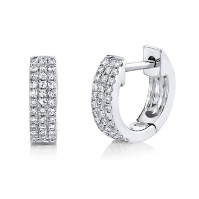 3 Row Pave Huggies - Lindsey Leigh Jewelry