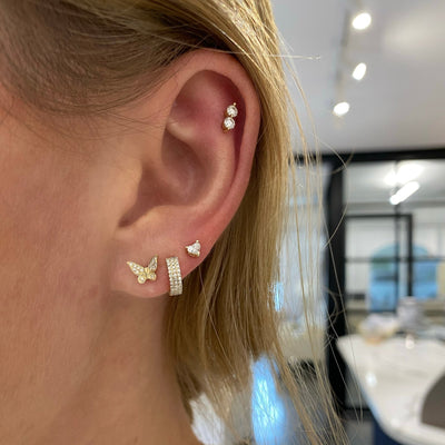 3 Row Pave Huggies - Lindsey Leigh Jewelry