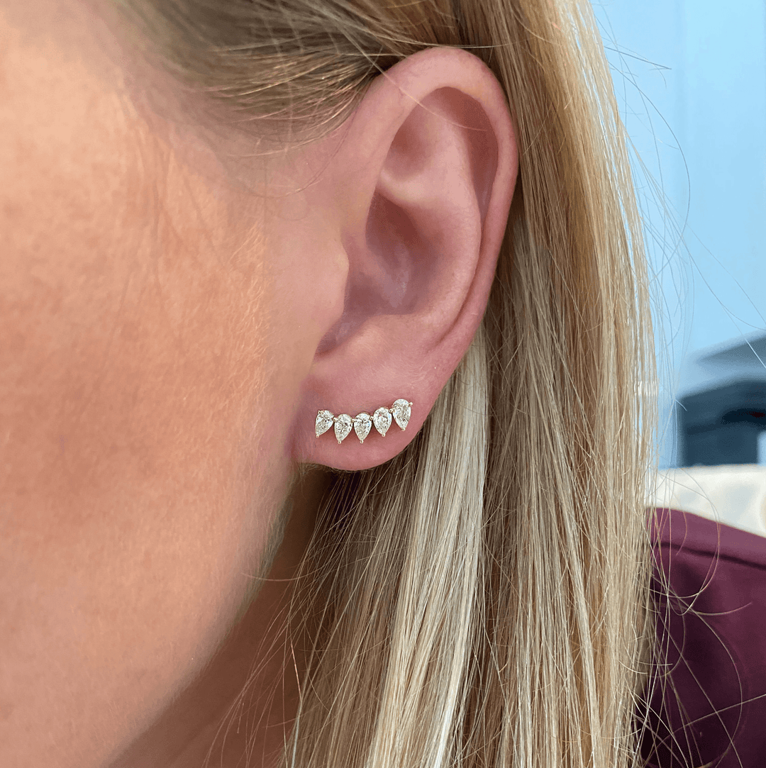 5 Pear Diamond Studs - Lindsey Leigh Jewelry