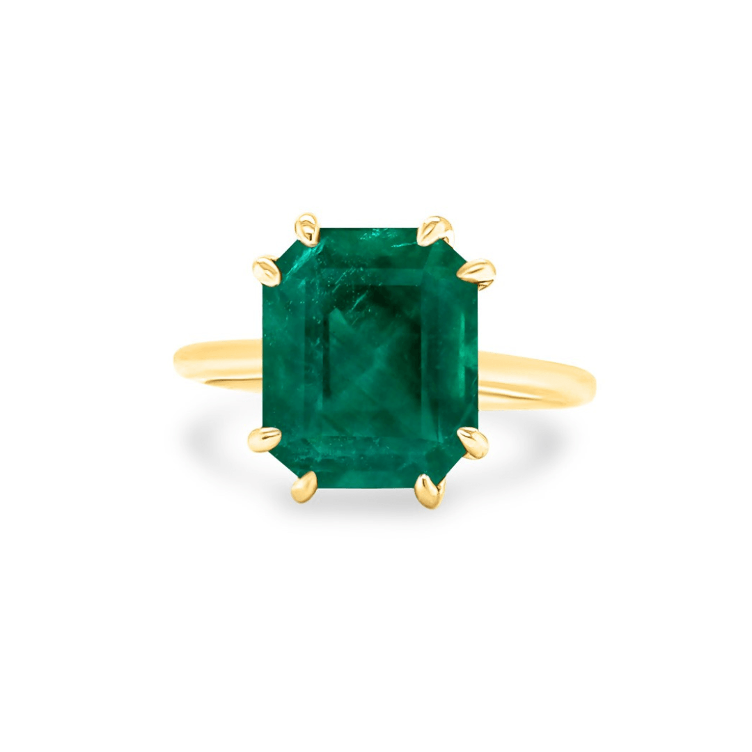 8 Prong Emerald Cut Emerald Solitaire - Lindsey Leigh Jewelry