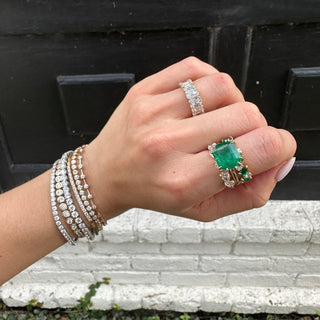 East West Emerald Cut Emerald Solitaire  Lindsey Leigh Jewelry.
