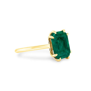 East West Emerald Cut Emerald Solitaire  Lindsey Leigh Jewelry.
