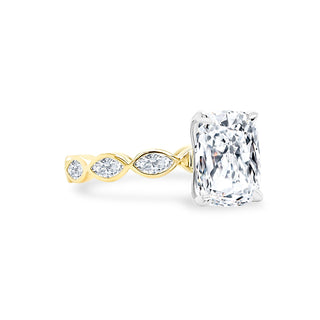Cushion Cut Diamond with Marquise Bezel Band  Lindsey Leigh Jewelry.
