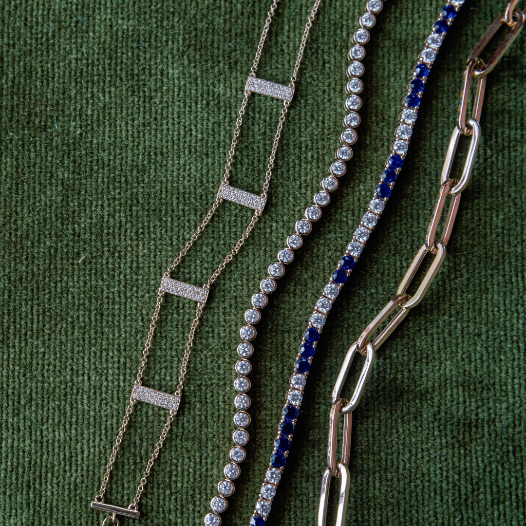 Scattered Gemstone & Diamond Tennis Bracelet
