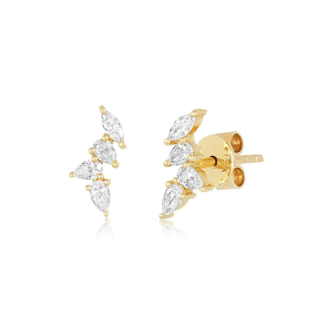 Scattered Pear & Marquise Diamond Studs