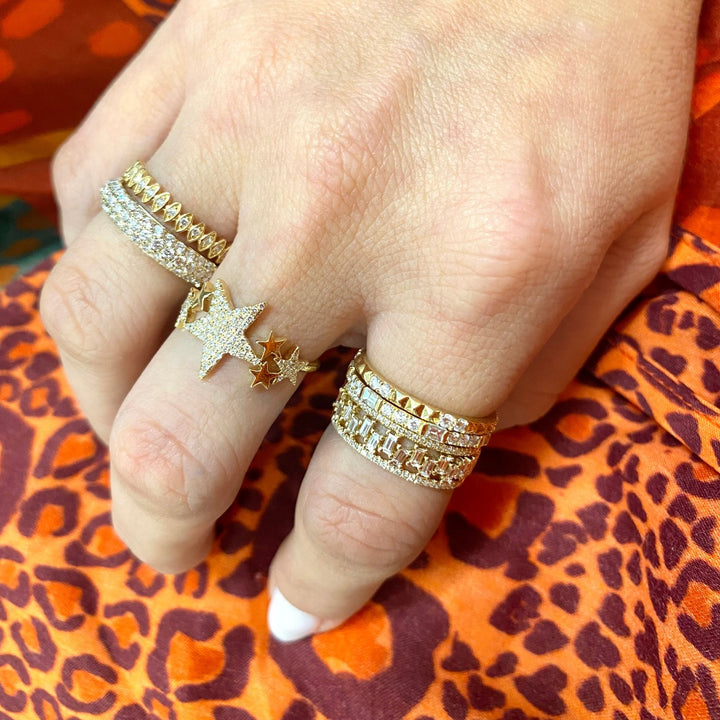 Alternating Baguette and Triple Round Band - Lindsey Leigh Jewelry