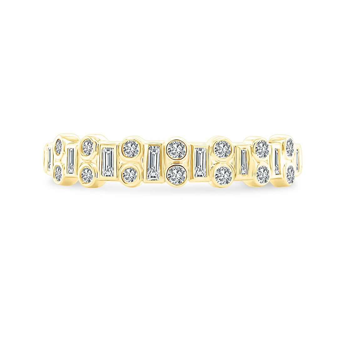 Alternating Baguette & Double Diamond Bezel Band - Lindsey Leigh Jewelry