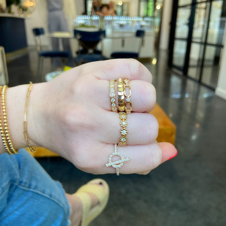 Alternating Diamond & Gold Link Band - Lindsey Leigh Jewelry