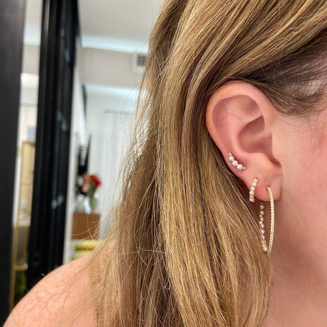 Alternating Diamond & Pearl Huggies  Lindsey Leigh Jewelry.