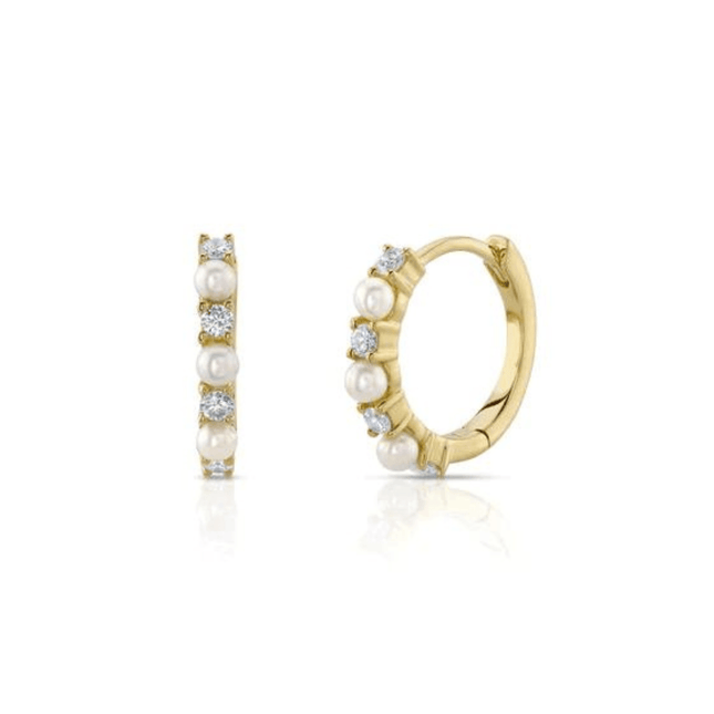 Alternating Diamond & Pearl Huggies  Lindsey Leigh Jewelry.