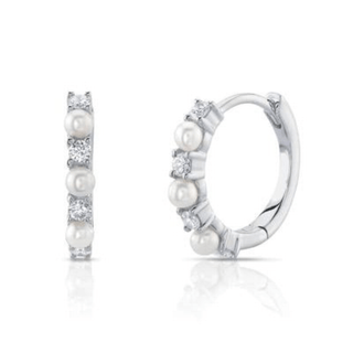 Alternating Diamond & Pearl Huggies  Lindsey Leigh Jewelry.
