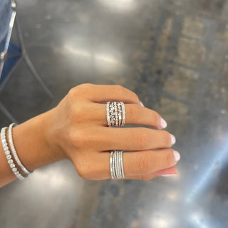 Alternating Double Round & Baguette Ring  Lindsey Leigh Jewelry.
