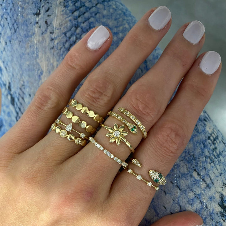 Alternating Double Round & Baguette Ring - Lindsey Leigh Jewelry