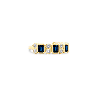 Alternating Emerald Cut Blue Sapphire & Double Diamond Bezel Band  Lindsey Leigh Jewelry.
