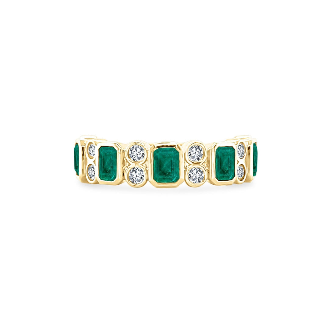 Alternating Emerald Cut & Double Diamond Bezel Band - Lindsey Leigh Jewelry