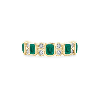 Alternating Emerald Cut Emerald & Double Diamond Bezel Band  Lindsey Leigh Jewelry.
