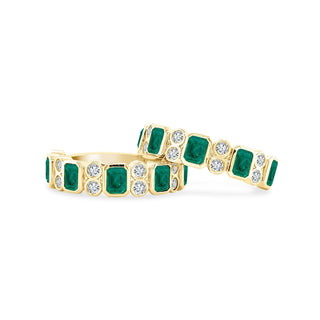 Alternating Emerald Cut Emerald & Double Diamond Bezel Band  Lindsey Leigh Jewelry.
