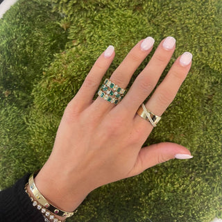 Alternating Emerald Cut & Double Diamond Bezel Band  Lindsey Leigh Jewelry.
