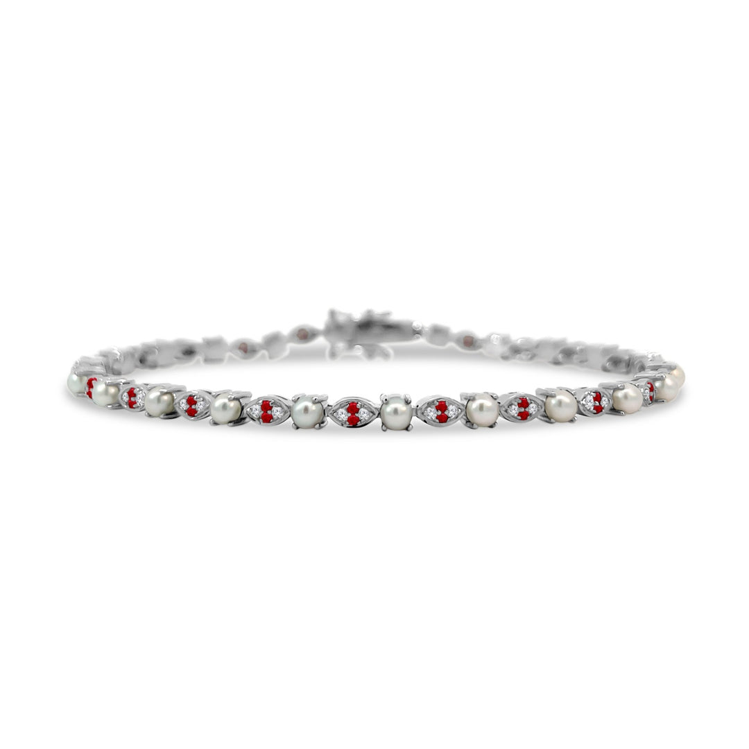 Alternating Pearl & Gemstone Tennis Bracelet - Lindsey Leigh Jewelry