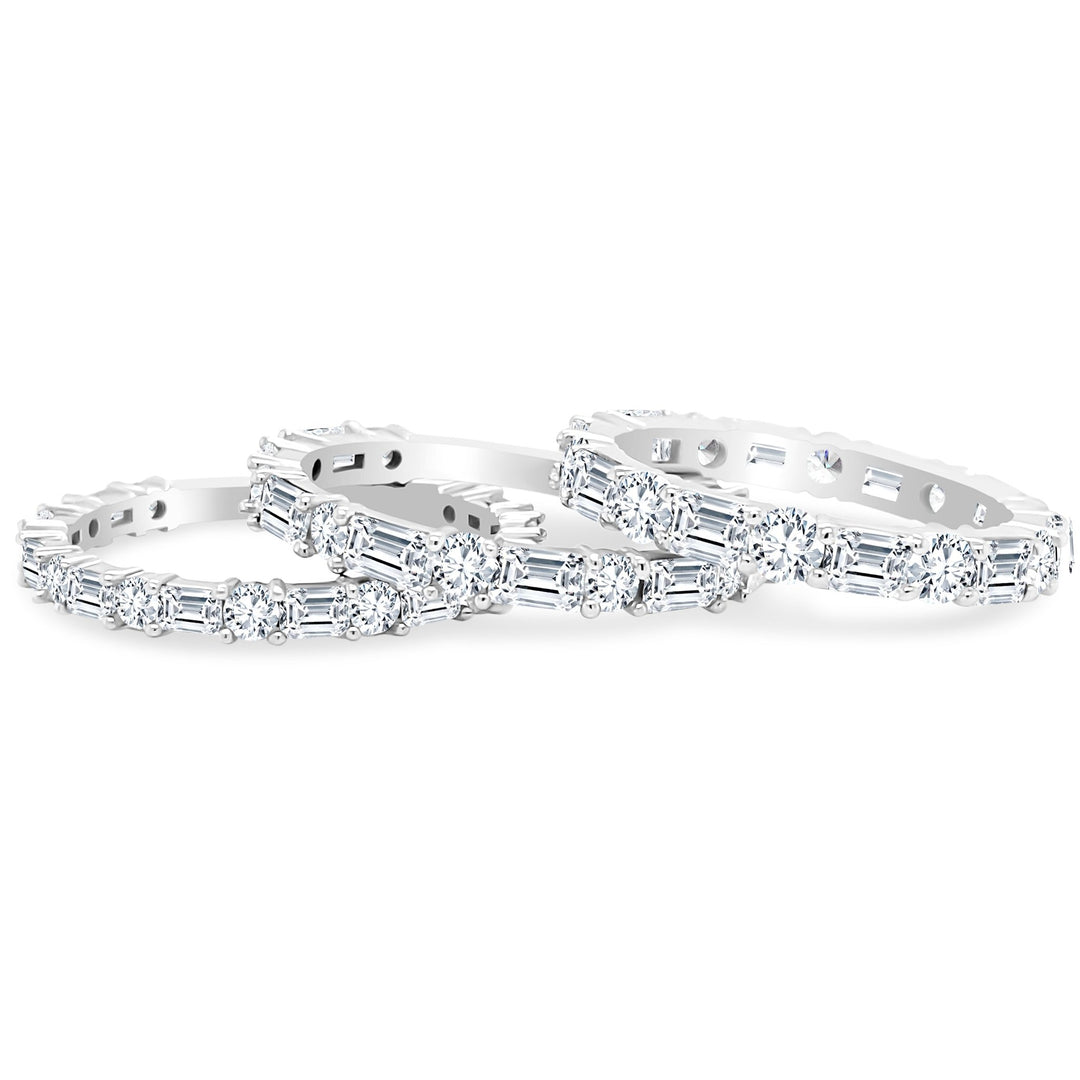 Alternating Round and Baguette Band - Lindsey Leigh Jewelry