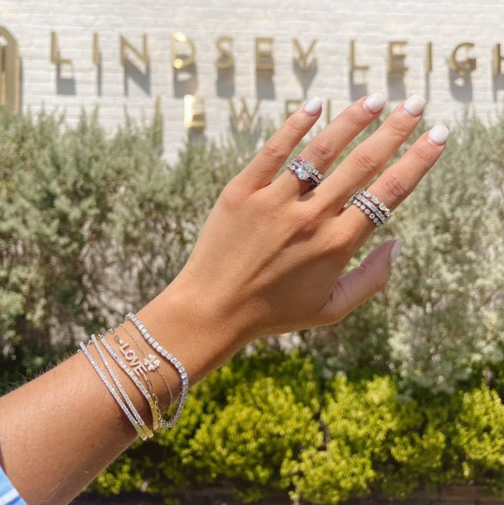 Alternating Round and Baguette Band - Lindsey Leigh Jewelry