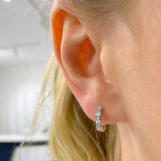 Alternating Round and Baguette Huggies  Lindsey Leigh Jewelry.
