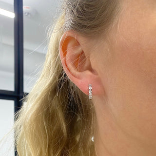 Alternating Round and Baguette Huggies  Lindsey Leigh Jewelry.
