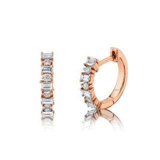 Alternating Round and Baguette Huggies  Lindsey Leigh Jewelry.
