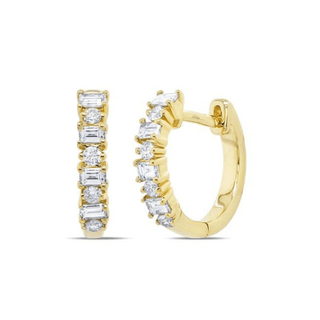 Alternating Round and Baguette Huggies  Lindsey Leigh Jewelry.
