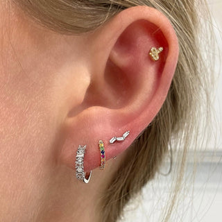 Alternating Round and Baguette Huggies  Lindsey Leigh Jewelry.

