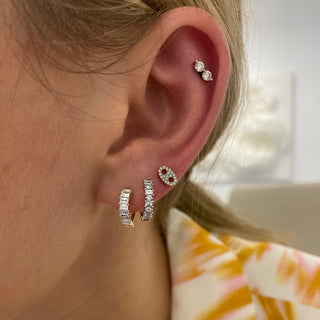 Alternating Round and Baguette Huggies  Lindsey Leigh Jewelry.
