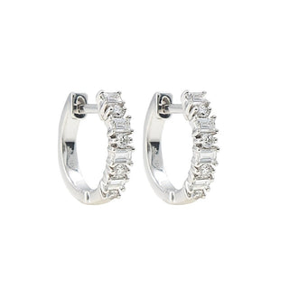 Alternating Round and Baguette Huggies  Lindsey Leigh Jewelry.
