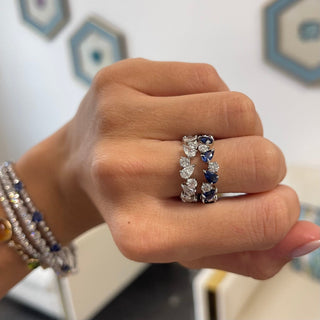Alternating Round Diamond & Gemstone Pear Band  Lindsey Leigh Jewelry.
