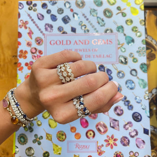 Alternating Round Diamond & Gemstone Pear Band  Lindsey Leigh Jewelry.
