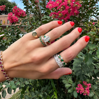 Alternating Round Diamond & Gemstone Pear Band  Lindsey Leigh Jewelry.
