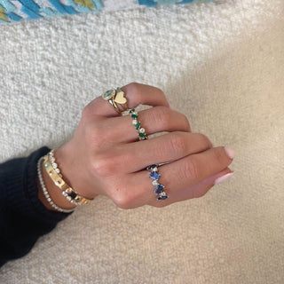 Alternating Round Diamond & Gemstone Pear Band  Lindsey Leigh Jewelry.
